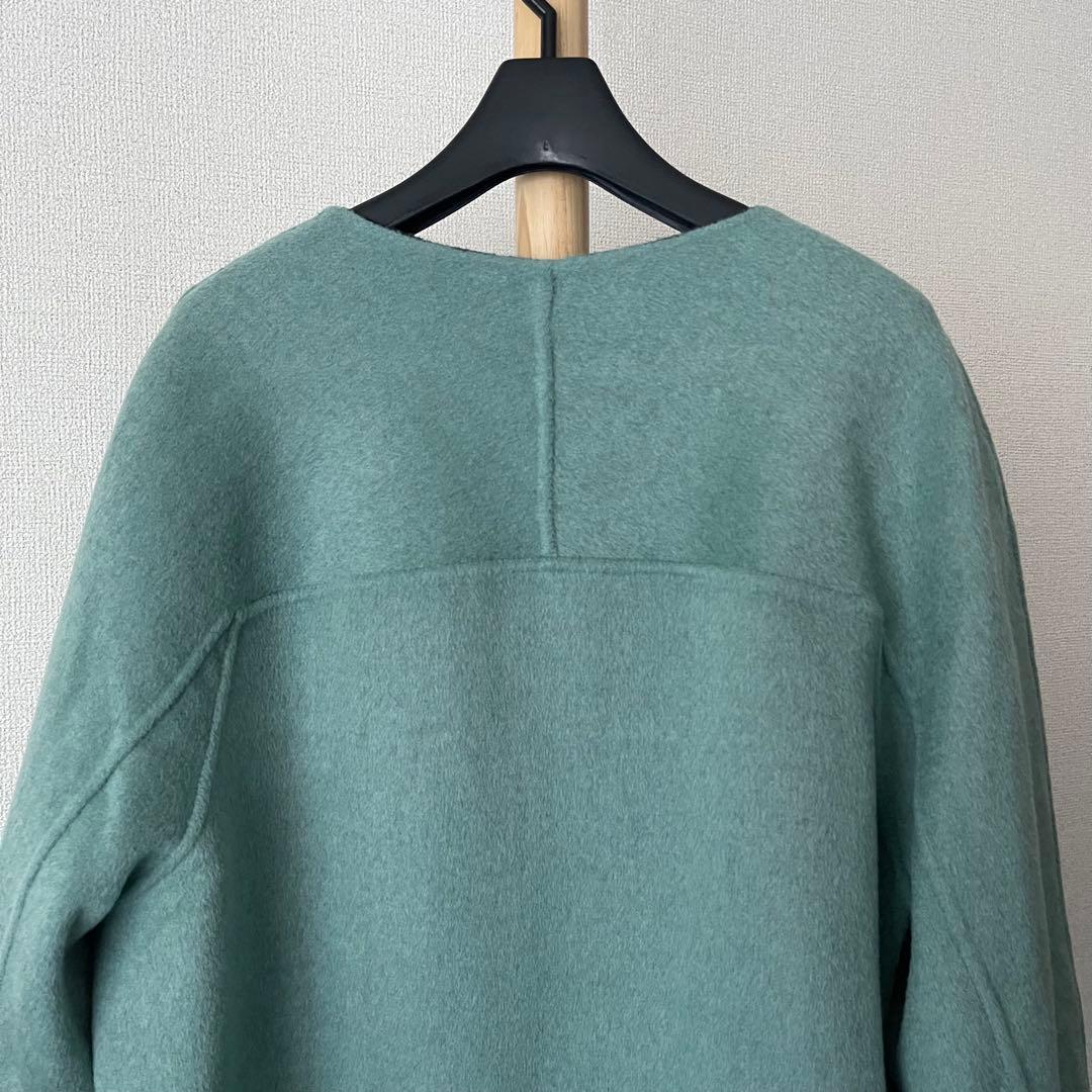 極美品 ヒューマンウーマン リバーコート ＷＮメルトンバイカラーコート ウール