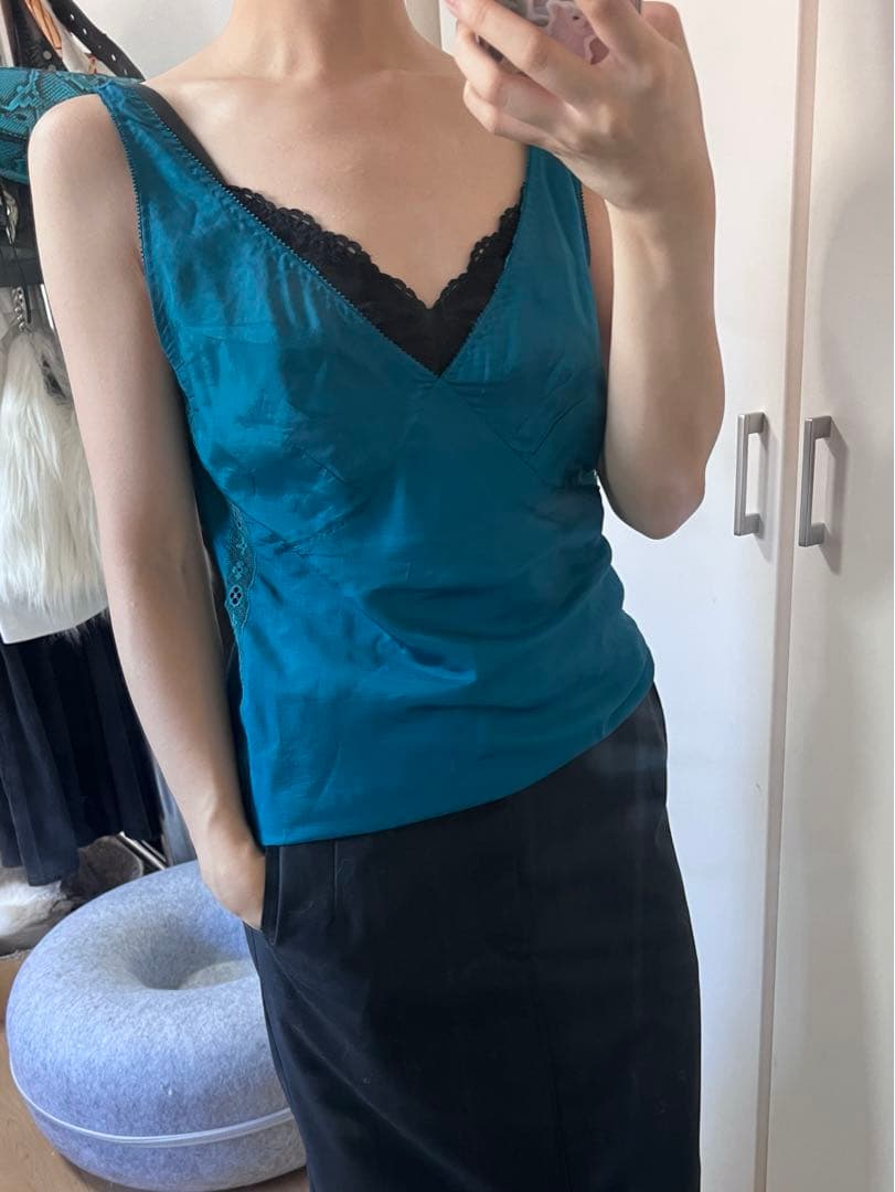 ルイヴィトン　louis vuitton シルク　ブルー　キャミソール