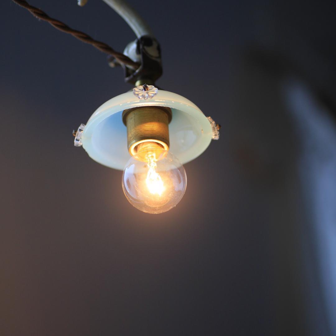 フランスアンティーク　ブルーオパリンガラス　ミニシェード/ランプシャンデリア灯具