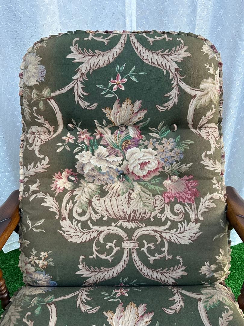 カリモク コロニアル クラシック花柄 リクライニングソファ 1人掛け i4-1※