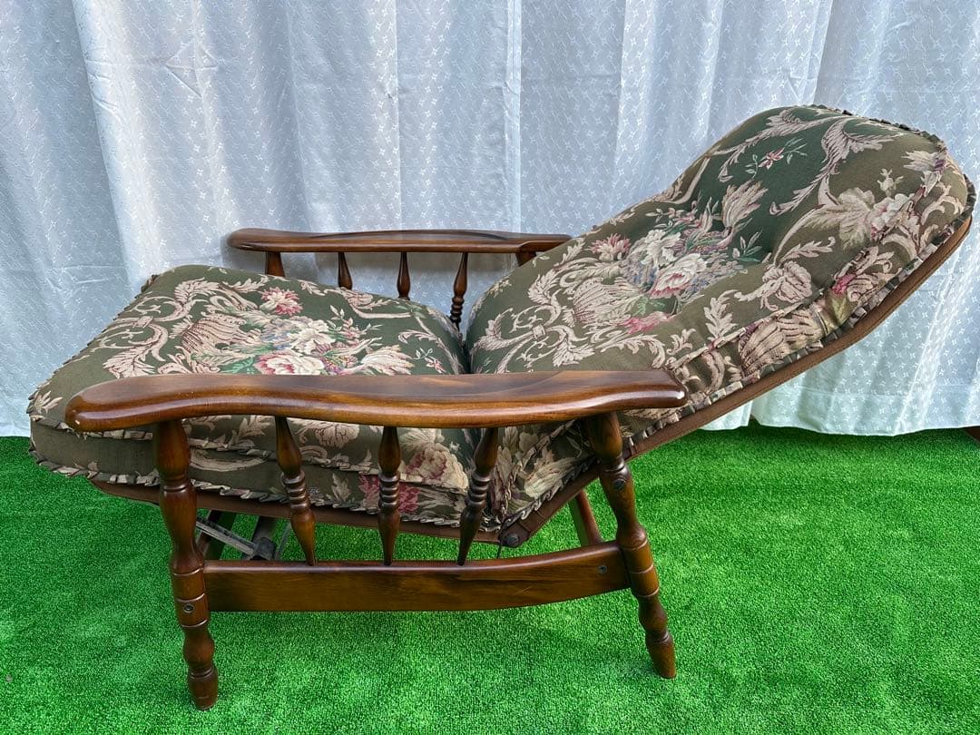 カリモク コロニアル クラシック花柄 リクライニングソファ 1人掛け i4-1※