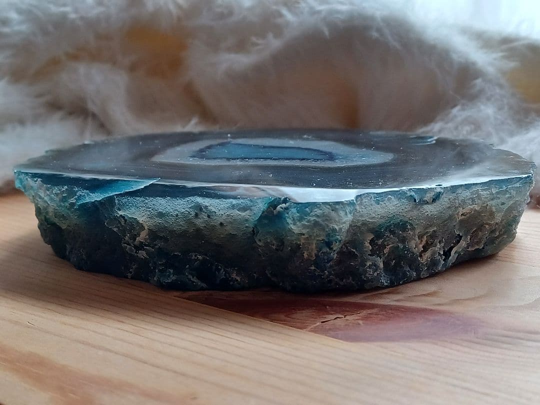 アゲートの青色置物　ブルーメノウ　輪切り