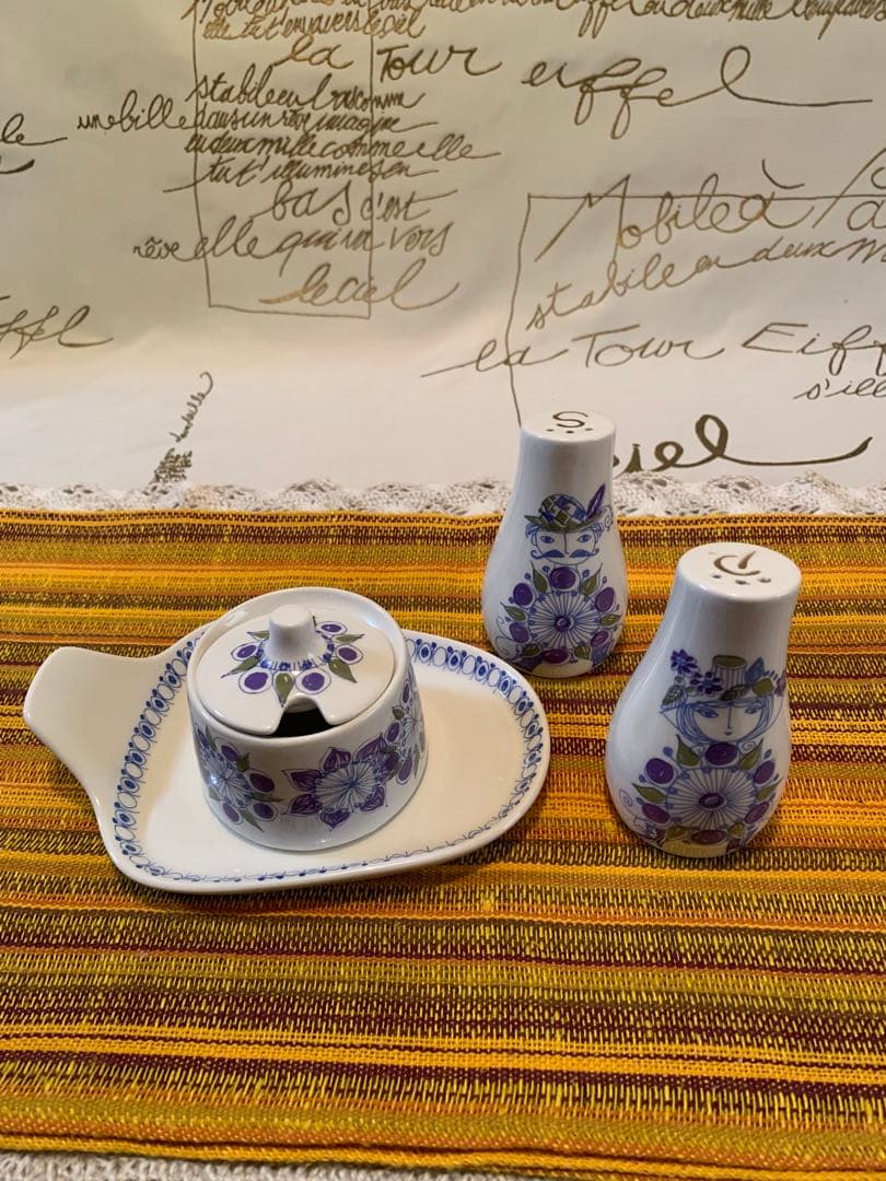 北欧ビンテージ　figgjo フィッギオ　美品Lotte柄の可愛い調味料セット！