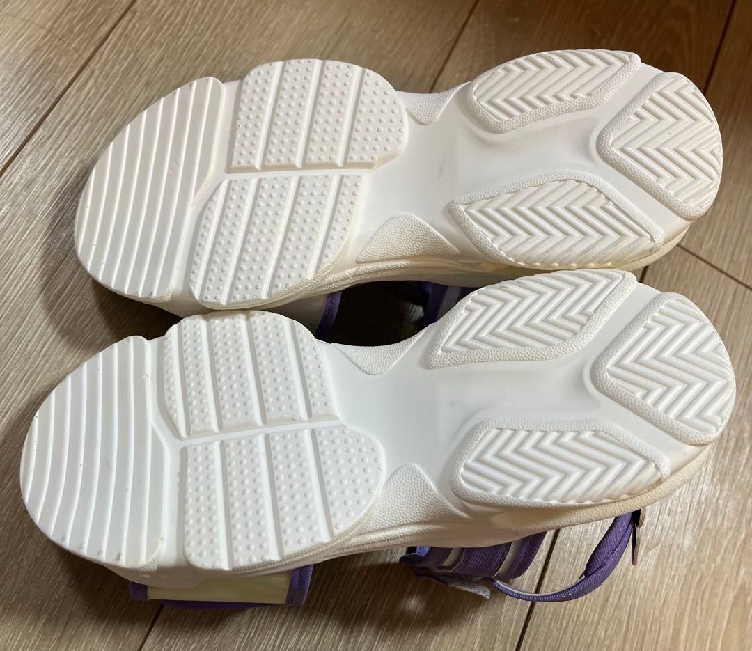 未使用★アナスイミニ★スポーツサンダル★ホワイト★パープル★ネコ22センチ