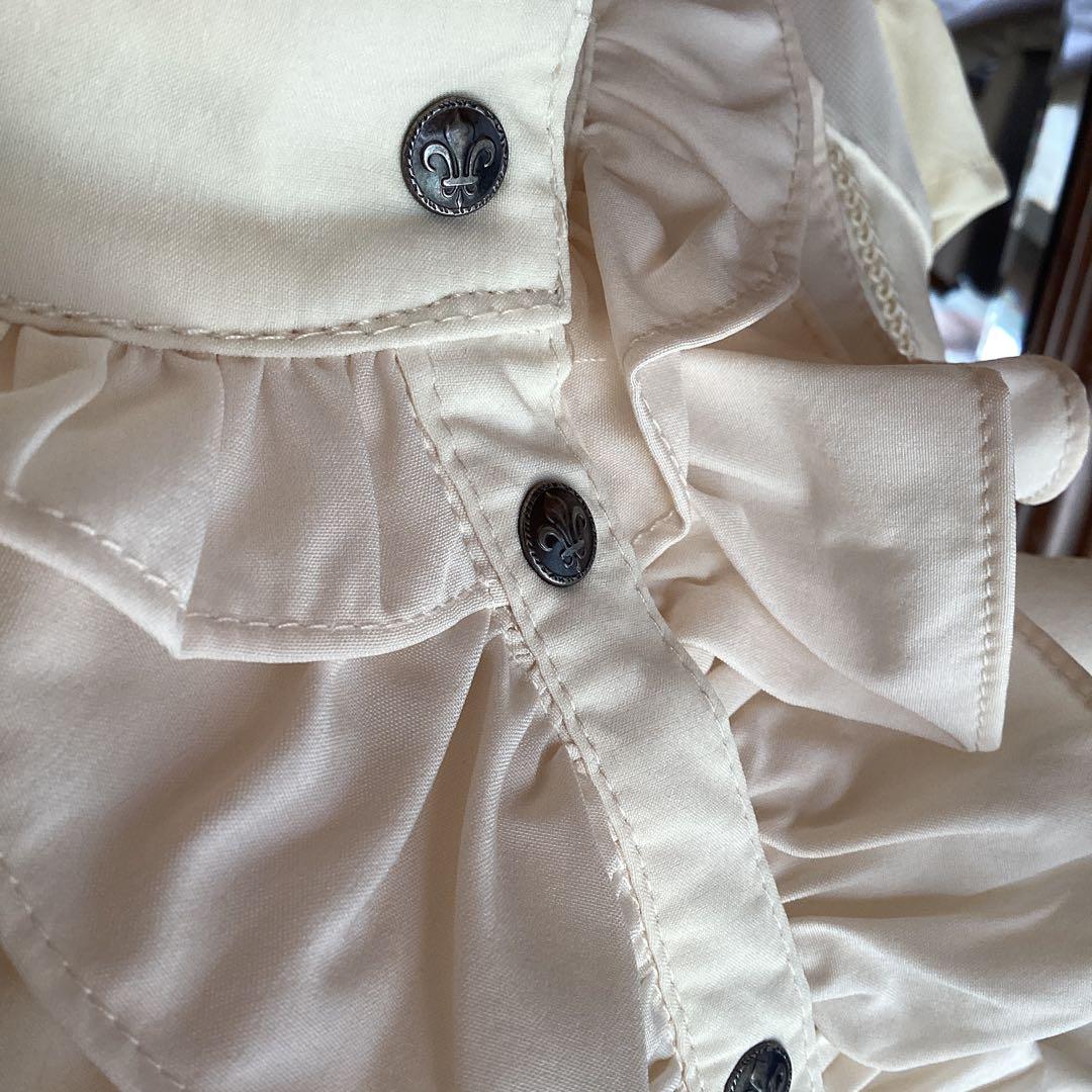 極美品！OZZ Croceアイボリー フリル ロングブラウス［商品番号10］