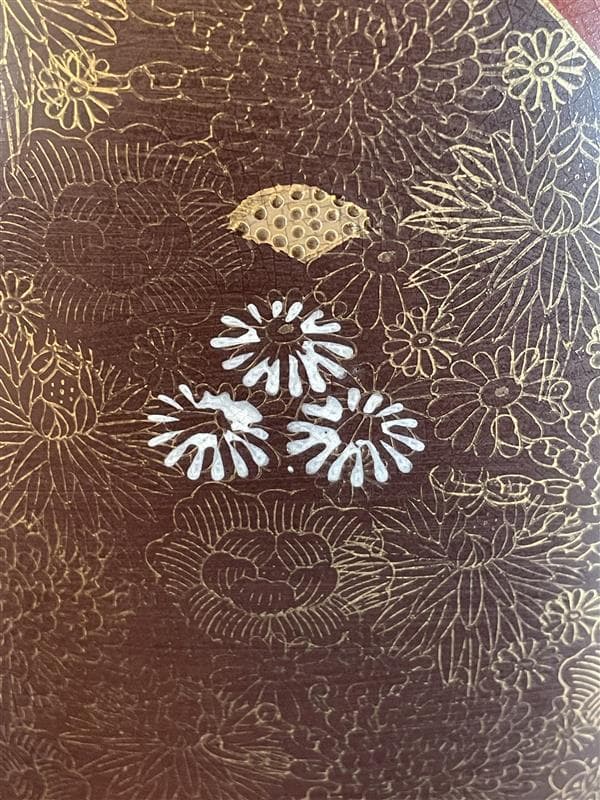 薩摩焼　連山作　色絵金襴手扇面花鳥風景図文大花瓶