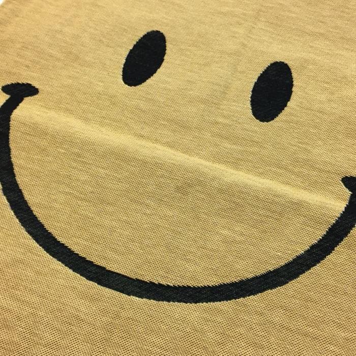 ４個　アメリカ製 Cross Canvas スマイル クッションカバー ベージュ