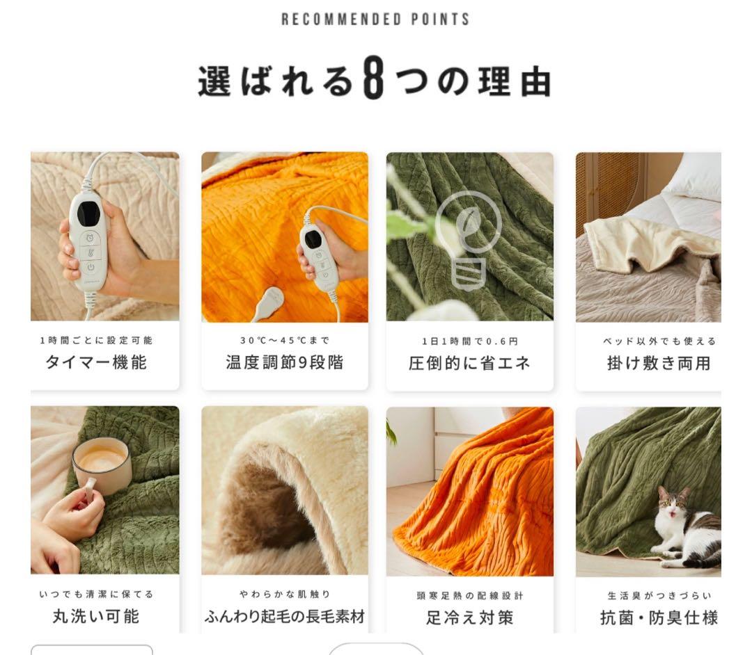 フリース電気毛布ラテベージュ