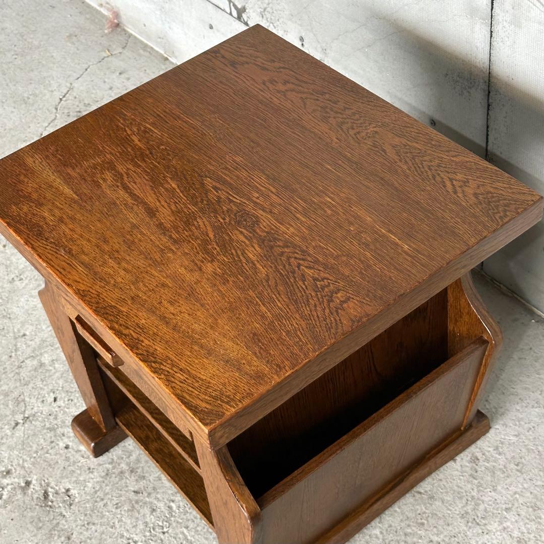 ✦オランダ家具✦オーク材サイドテーブル マガジンラック付　コーヒーテーブル
