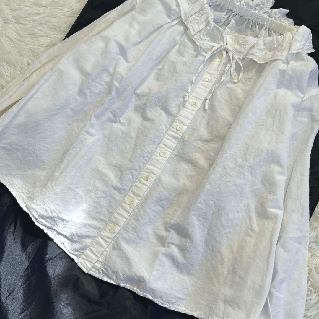 ✨大人気定番✨ネストローブ コットンリネンダンガリーフリルシャツ 近年