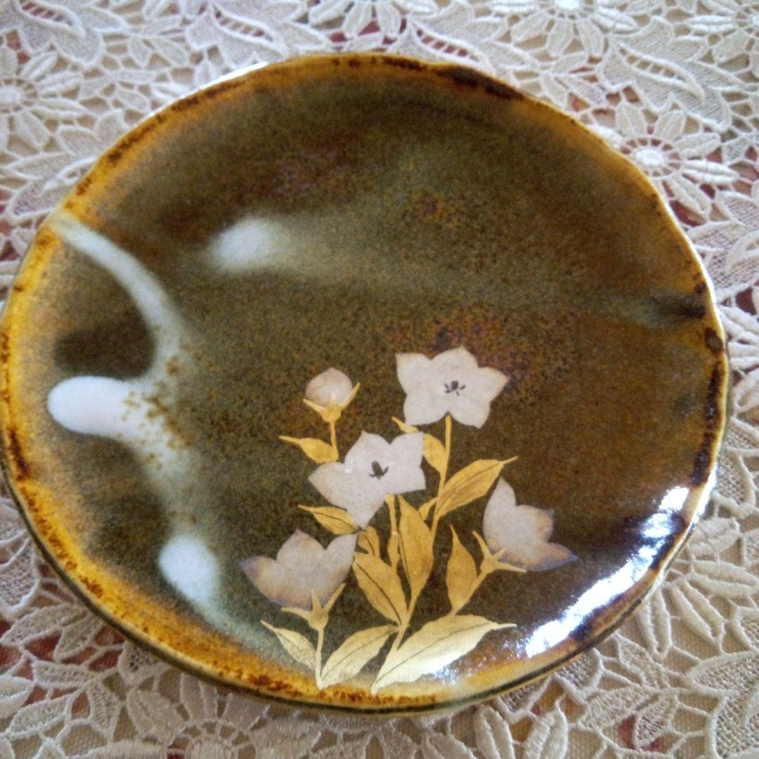 特選たち吉　青嵐　金銀彩草花　銘々皿　陶芸作家　安田道雄　食器　皿　五枚セット