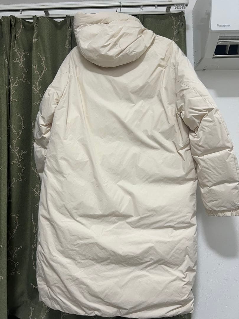 無印良品ホワイト フード付きロングダウンジャケット M