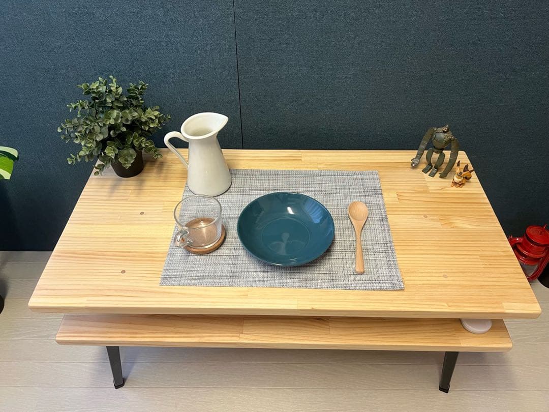 【在庫整理】 ローテーブル 長方形 収納付き 90cm パイン 折りたたみ脚