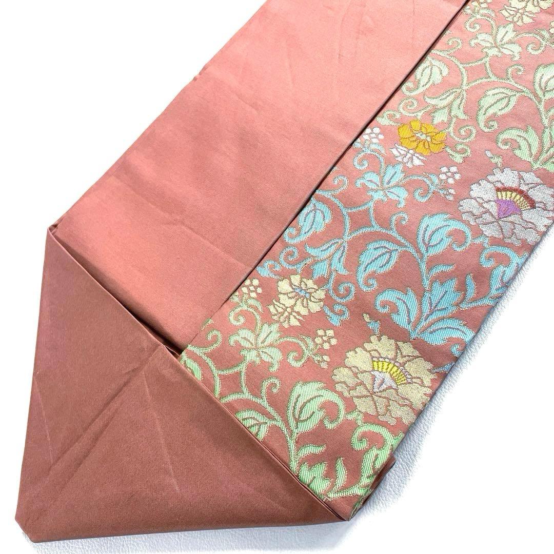 専用帯5121 ● たつむら 古代牡丹唐草 高級 正絹 名古屋仕立て 名古屋帯