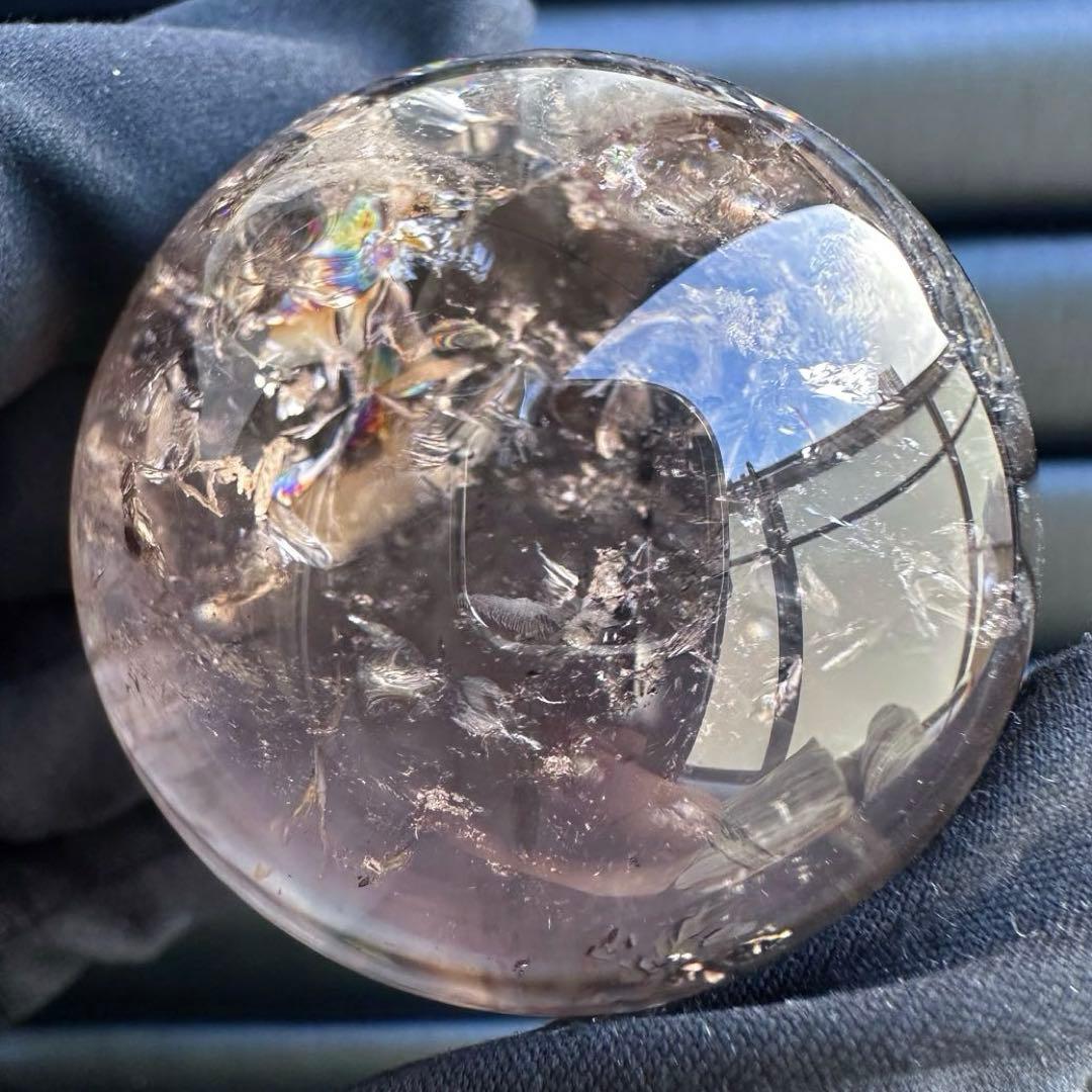 爆アレ❗️ 開運 魔除 ❗️レインボー☆スモーキークォーツ丸玉☆天然石A1529