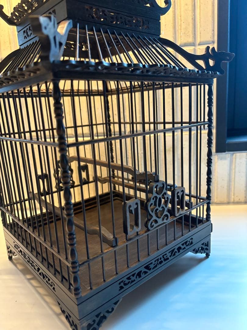 鳥籠　中国アンティーク　美品　龍　置物　木製品