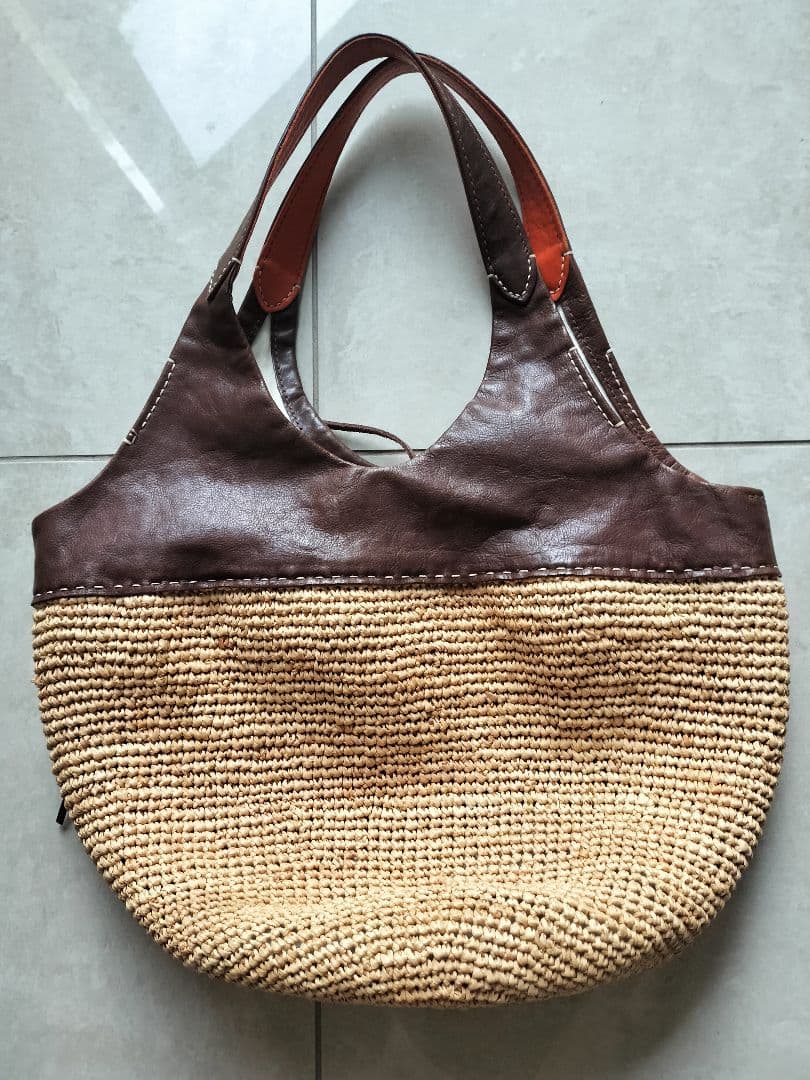 genten トートバッグ カゴバッグ　ブラウン/ベージュ