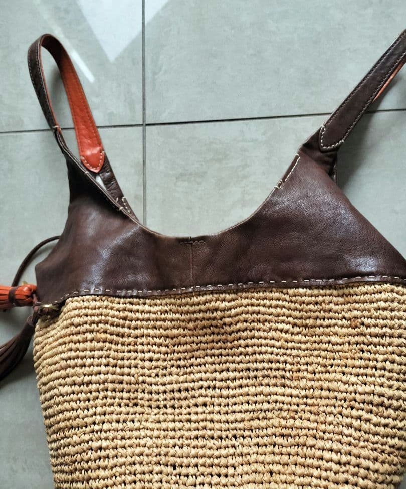 genten トートバッグ カゴバッグ　ブラウン/ベージュ