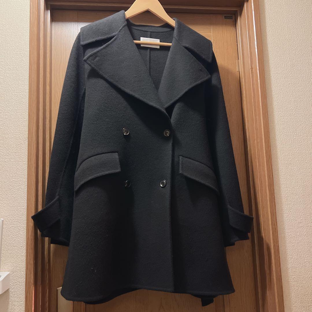 【完売品】FRAY I.D♡ウールリバーミドルAラインコート　ブラック