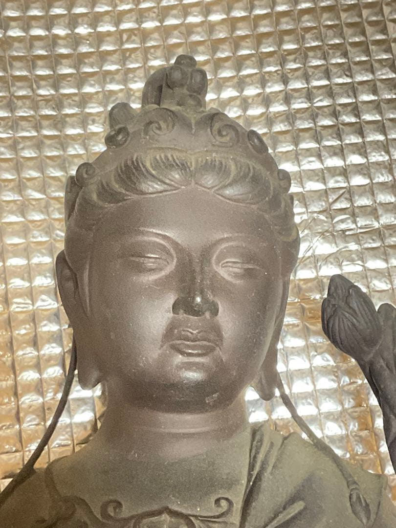 聖観世音菩薩立像／高村光雲作／銅像。【箱無し、現状　昭和ノスタルジー　美品】。