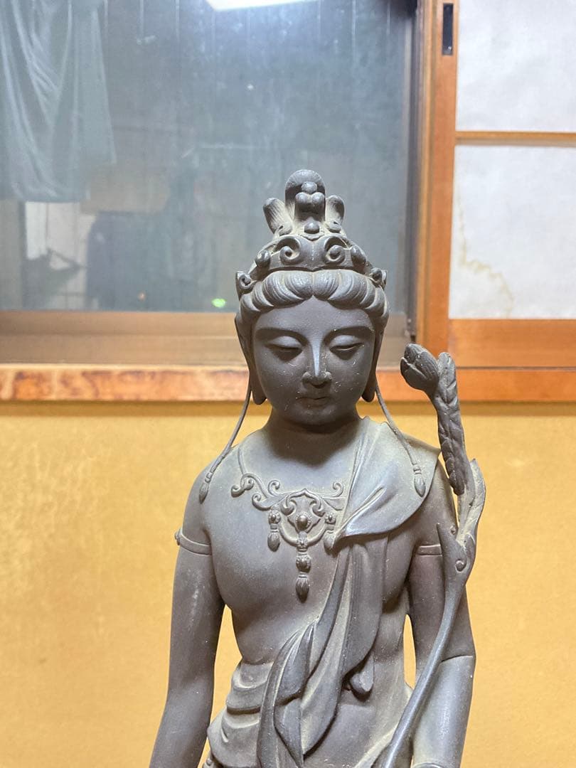 聖観世音菩薩立像／高村光雲作／銅像。【箱無し、現状　昭和ノスタルジー　美品】。