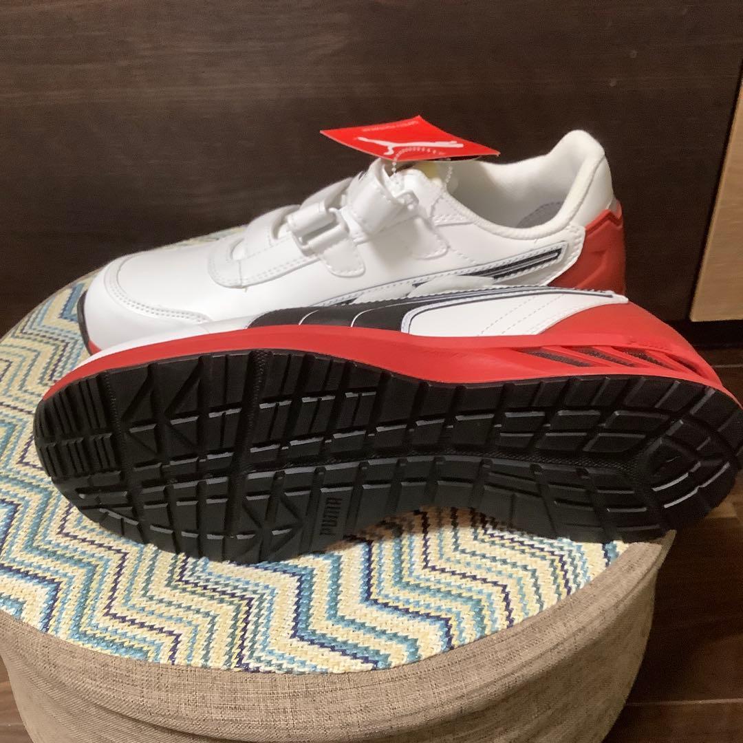 本麒麟さま PUMA 安全靴 ホワイト/レッド ベルクロ