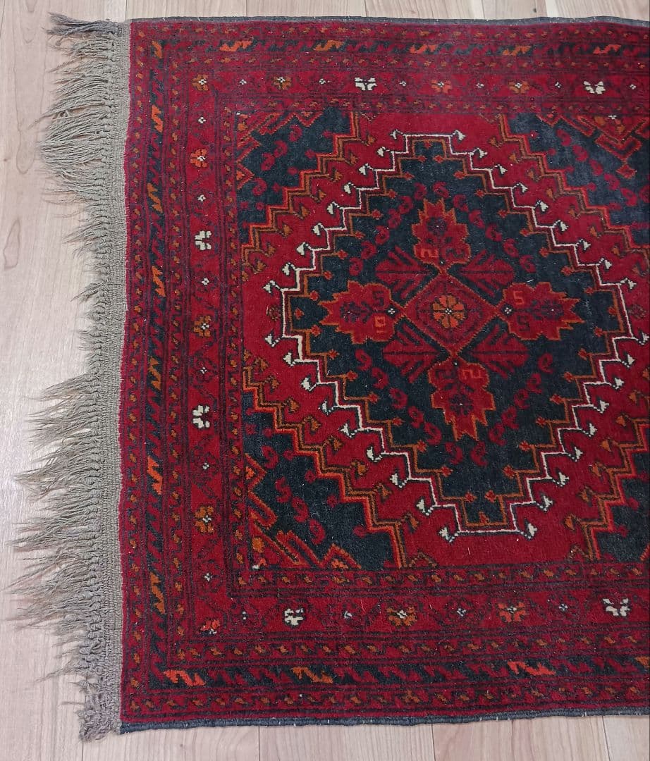 Y2745 アフガン絨毯 ウール100% 手織り ランナー 276×82㎝