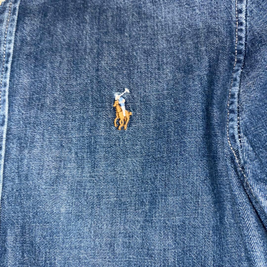 美品 ラルフローレン デニムシャツ ダンガリー M カスタムフィット インディゴ