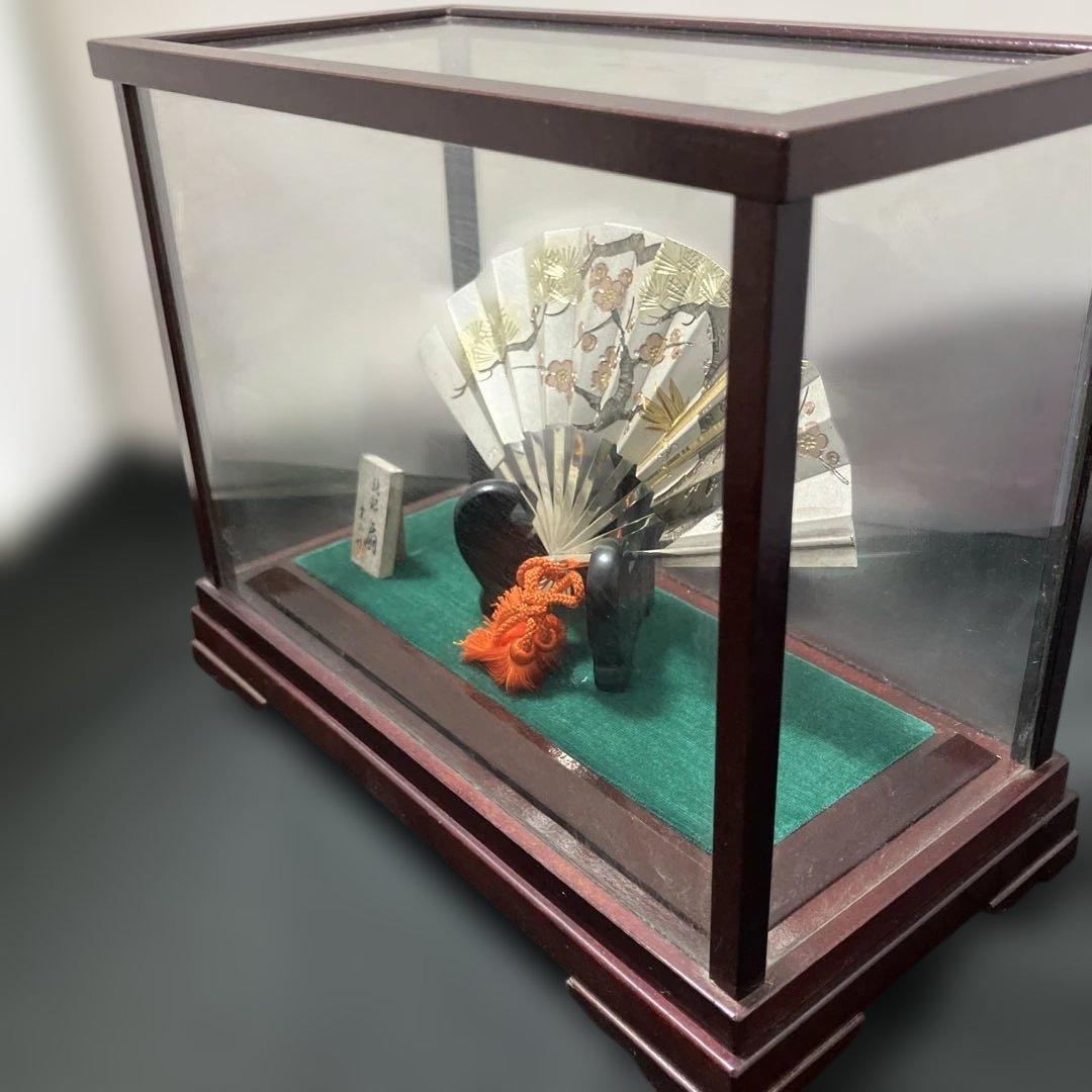 (12-216)純銀製扇子 雲山作木製台座ケース付き