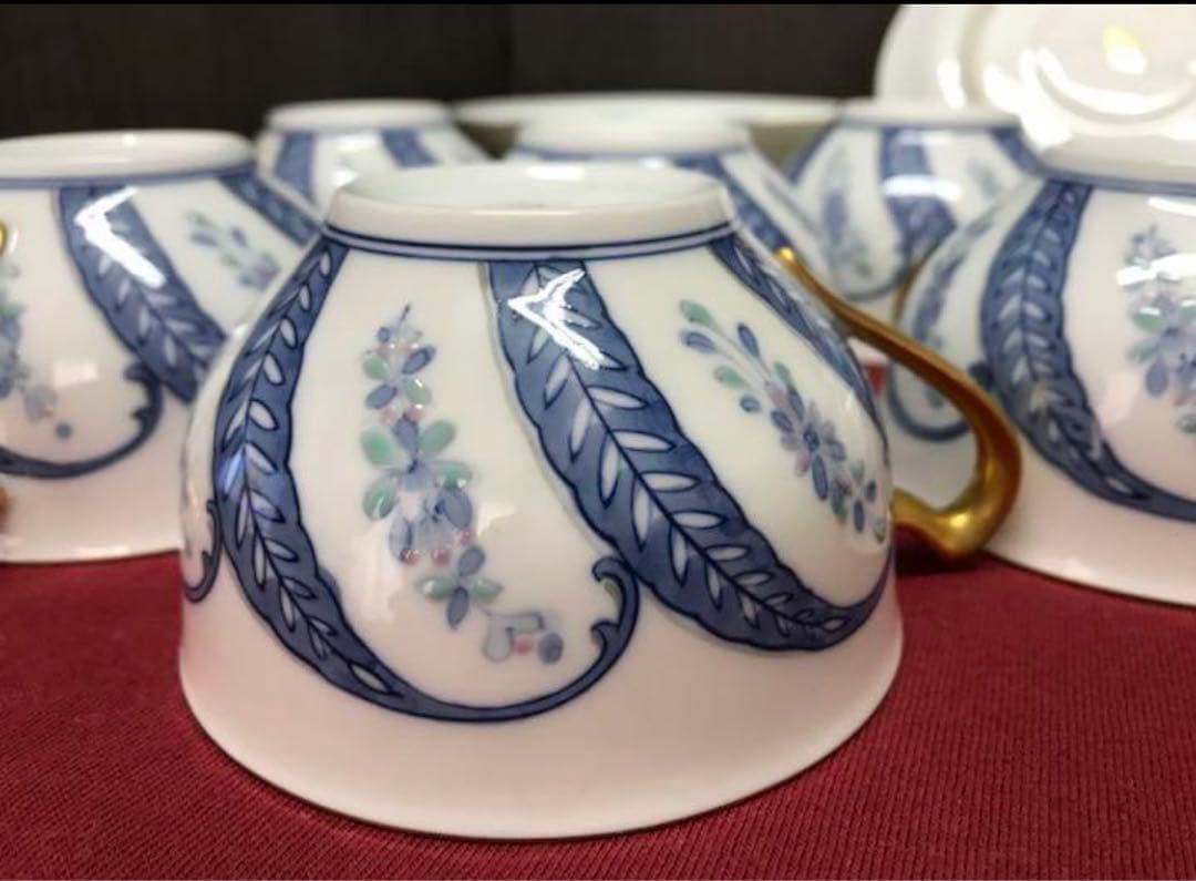 オオクラトウエン 大倉陶園 呉須更紗ティーカップ　極美品　六脚セット