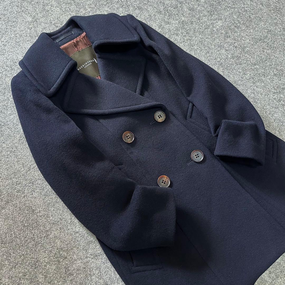 マッキントッシュ：希少•美品【カシミヤ混メルトン】ダブルブレスト／ピーコート