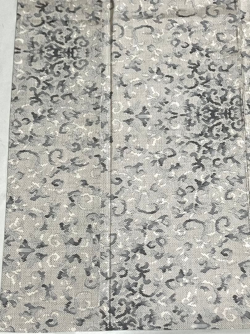 白大島 本場大島紬 経緯絣 単衣 小紋 唐草 居敷当て 美品 イ6628