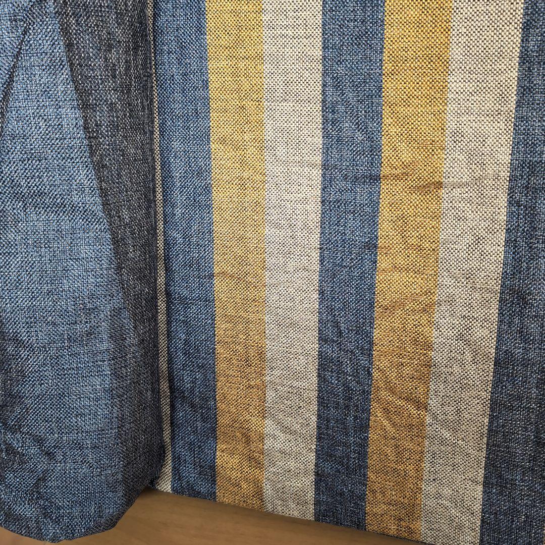 L字型犬猫用ベッドクッション 青黄ストライプ