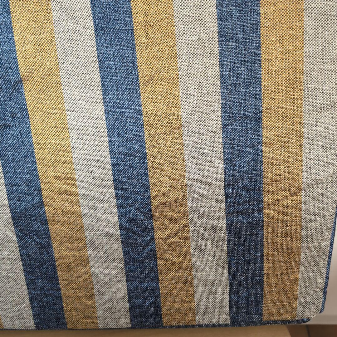 L字型犬猫用ベッドクッション 青黄ストライプ