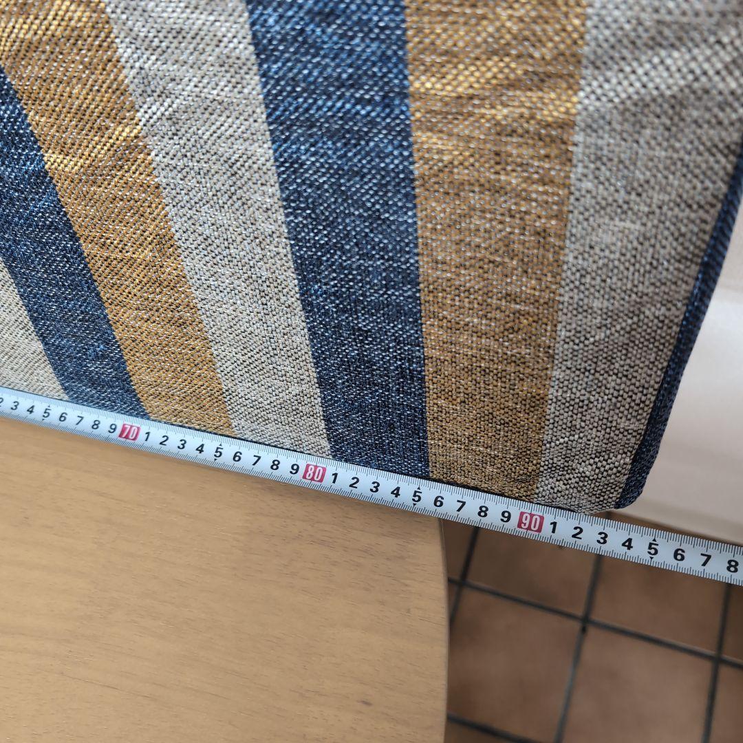 L字型犬猫用ベッドクッション 青黄ストライプ