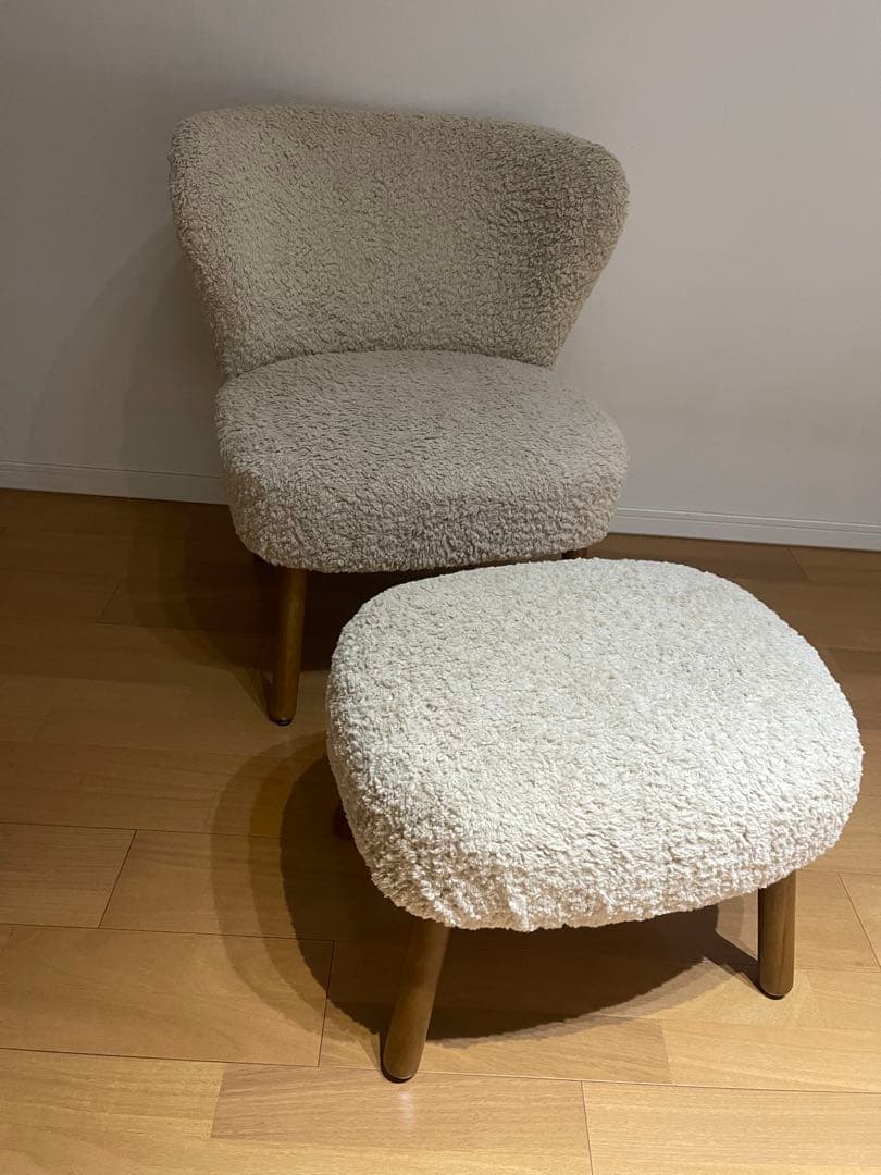 【セット】アームチェアナチュラルカラー　テリー　スツールセット