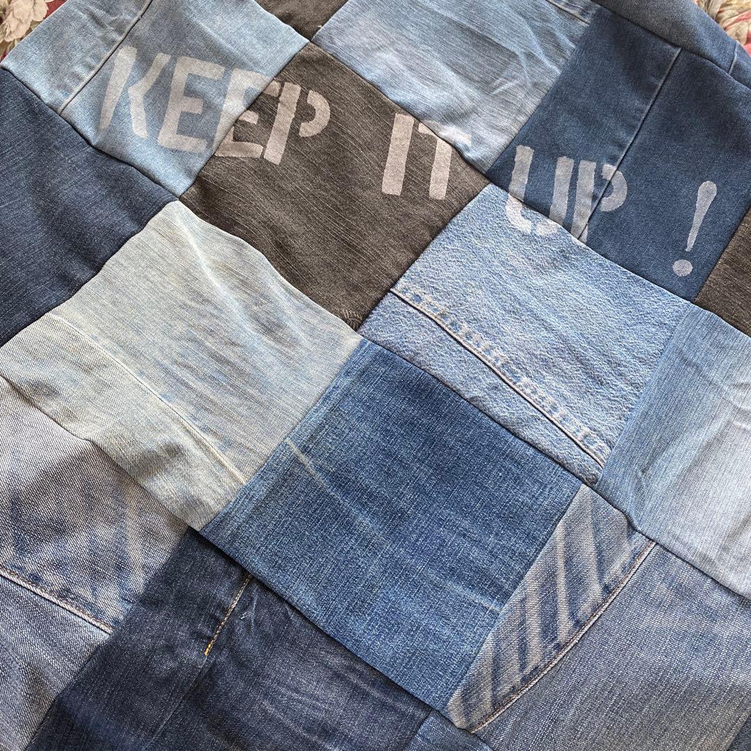 リメイクデニム マルチカバーハンドメイドざっくりベットカバー約２００✖️約190