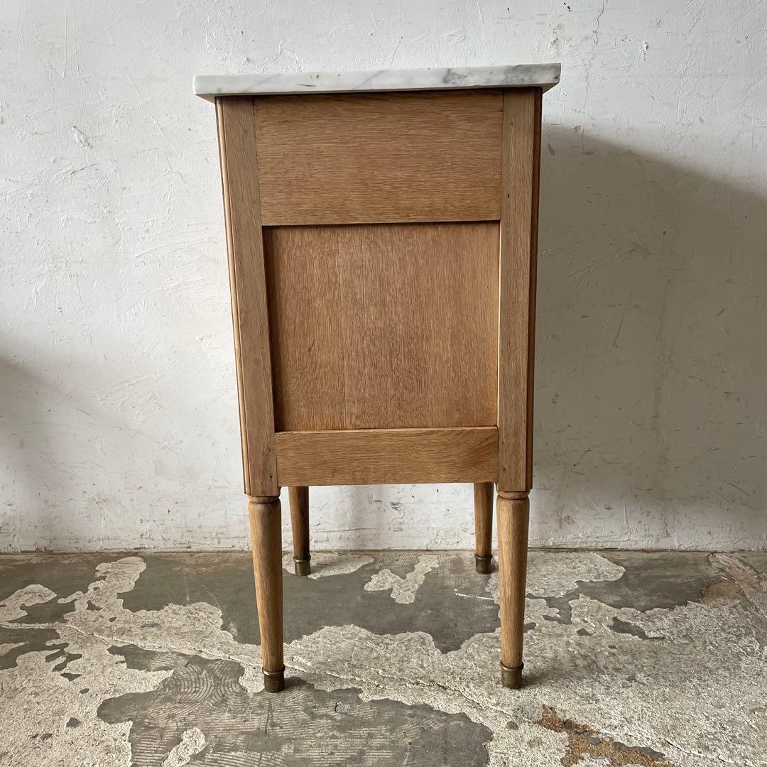 ビンテージ 大理石ドロワーサイドテーブル ベッドサイド　剥離