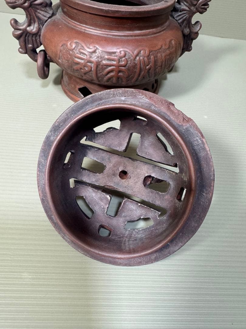 2276 中国骨董　大清乾隆年製銘　獅子　香炉　時代物