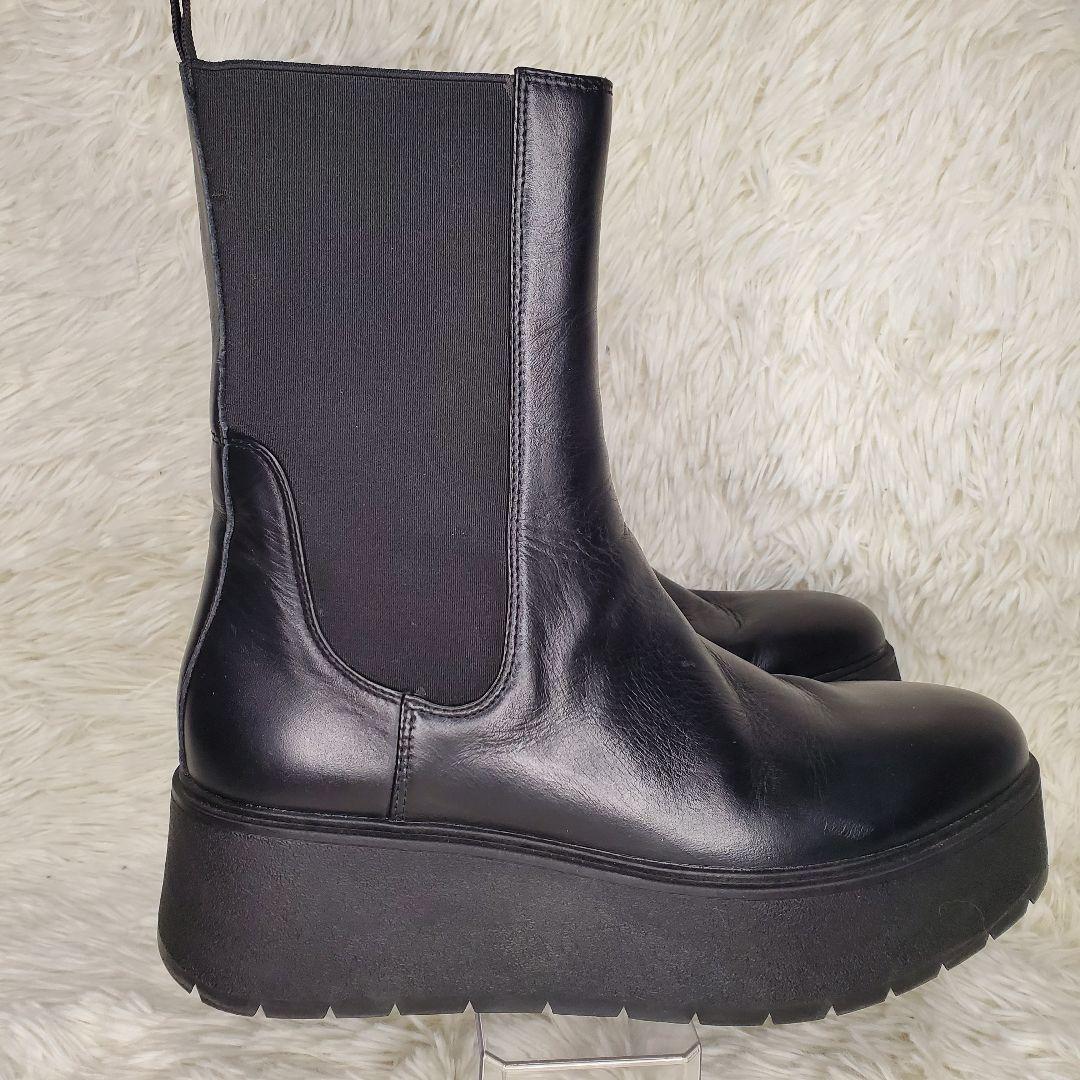 【美品】ZARA サイドゴアブーツ 厚底 レディース 黒 25cm