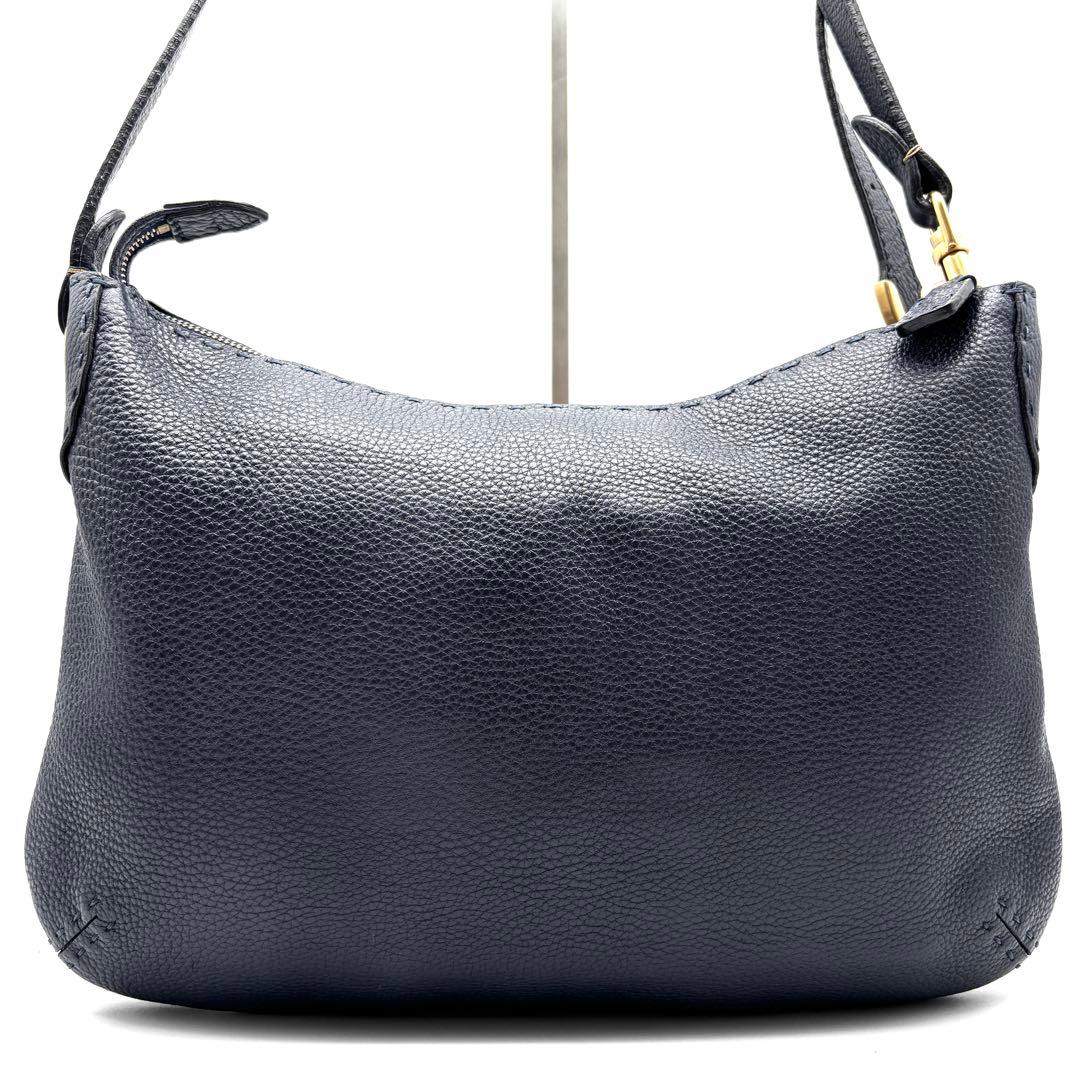 未使用級 フェンディ セレリア ショルダーバッグ 本革 レザー 斜め掛け 紺