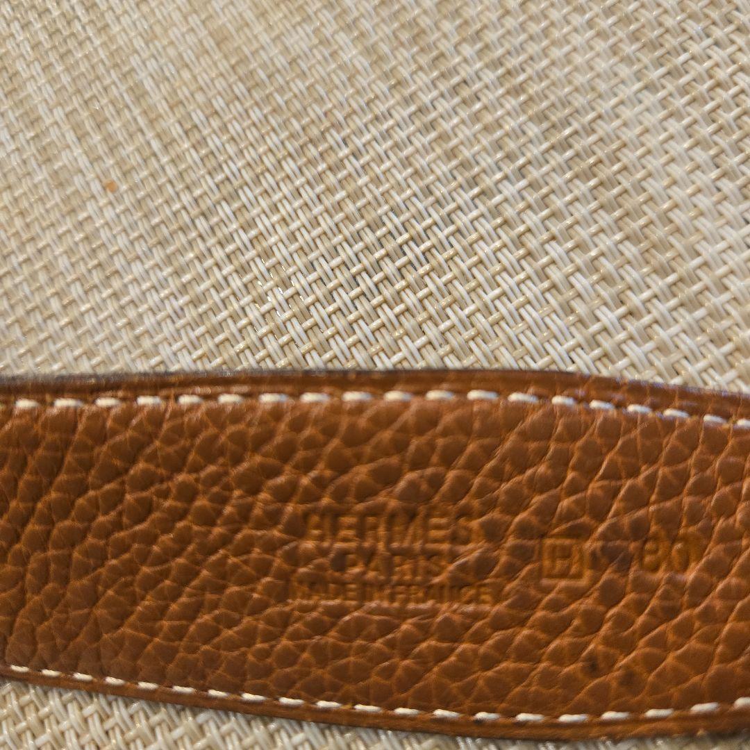 HERMES ブラウンレザー ベルト ゴールド金具
