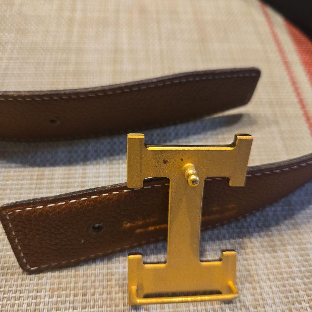 HERMES ブラウンレザー ベルト ゴールド金具
