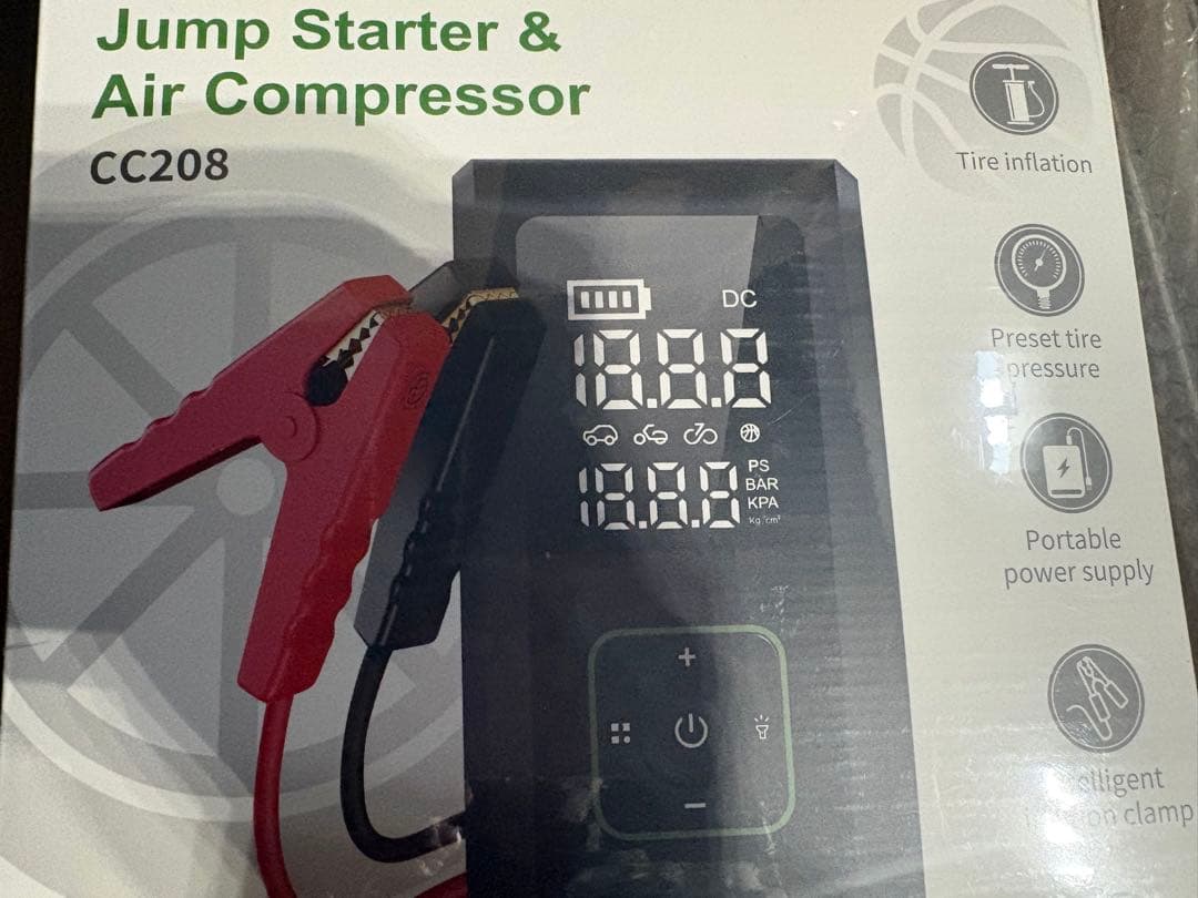 ジャンプスターター 12v 電動空気入れ 10000mAhモバイルバッテリー
