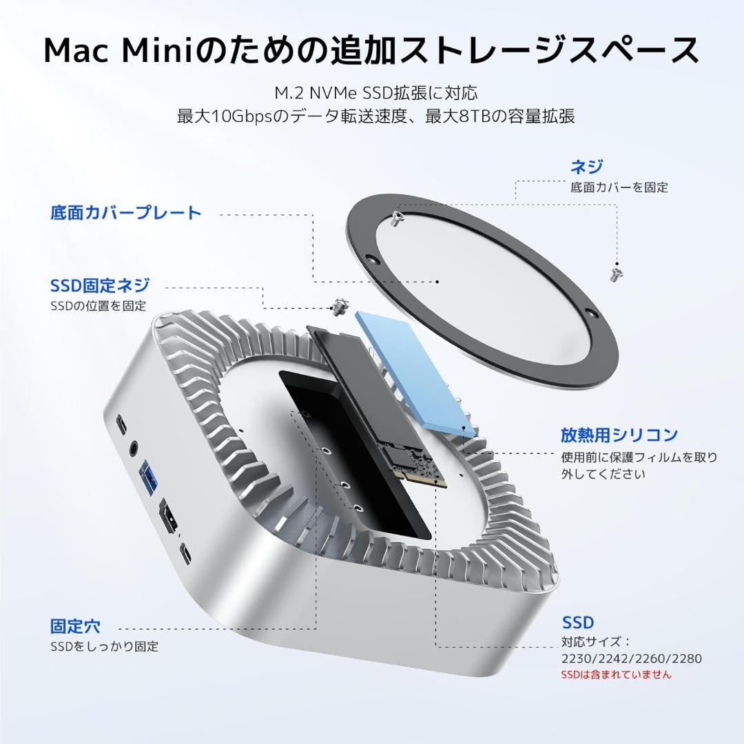 Mac Mini M4 対応ハブ 高精細UI USB-Cハブ 10-in-1
