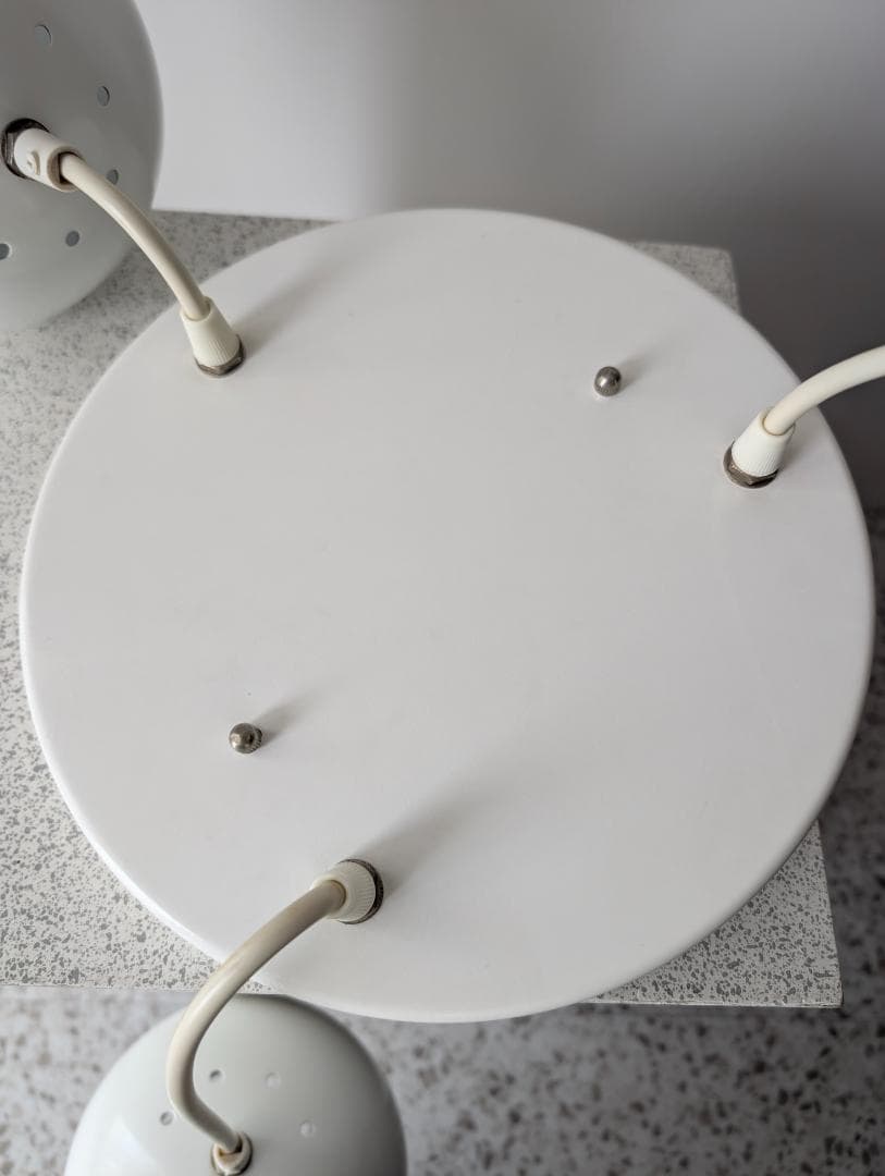 00s OLD 3灯 メタル ボールライト ペンダントランプ 白 スペースエイジ