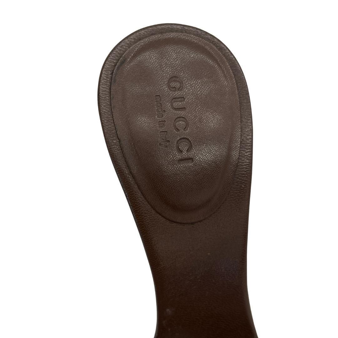 【GUCCI】ミュール サンダル GGキャンバス 37C ブラウン系 ハイヒール