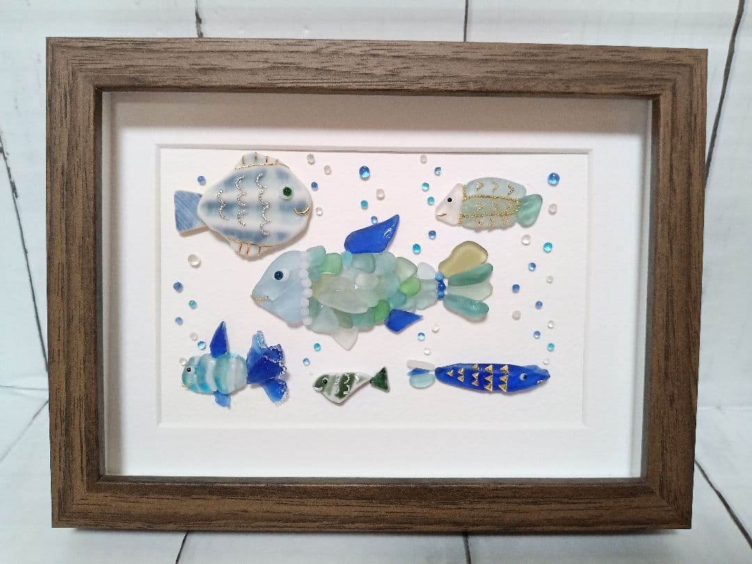シーグラスアート　２点　【hiro様　ご確認用】ハワイ　フラダンス　魚