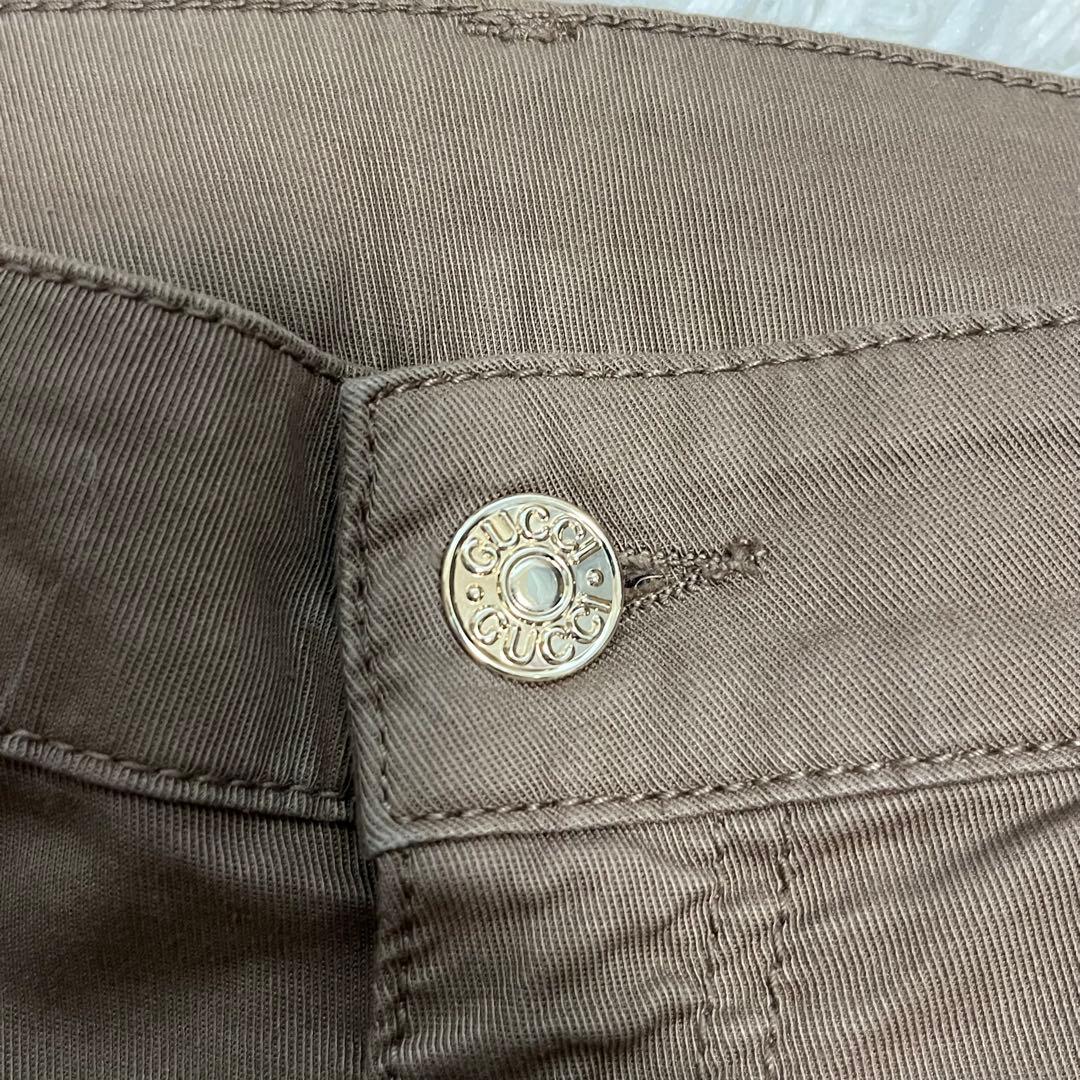 希少美品　GUCCI チノパン　ホースビット　レザーパッチ　金ボタン　ベージュ
