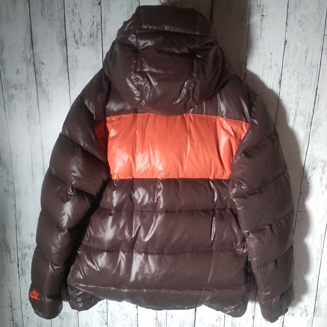 【人気色】　ナイキ　ダウンジャケット　バイカラー　ブラウン　オレンジ　M　古着